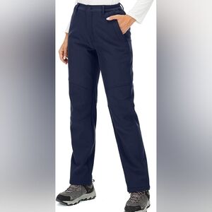 Amazon XXL Women's Navy Snow Fleece-Lined Waterproof Pants Soft Shell Insulated 